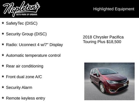Used 2018 Chrysler Pacifica Touring Plus FWD image 3