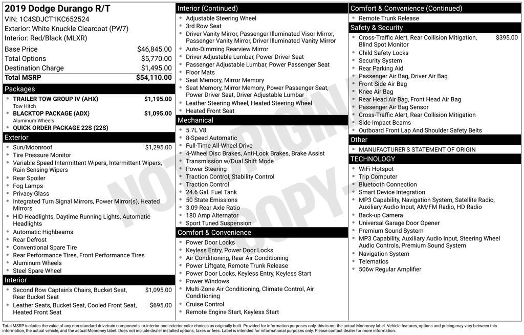 Used 2019 Dodge Durango R/T w/ Trailer Tow Group IV AWD/4WD image 30