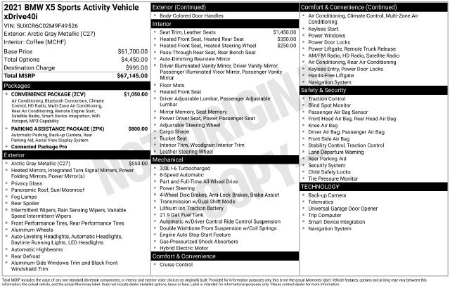 Used 2021 BMW X5 xDrive40i w/ Convenience Package AWD/4WD image 2