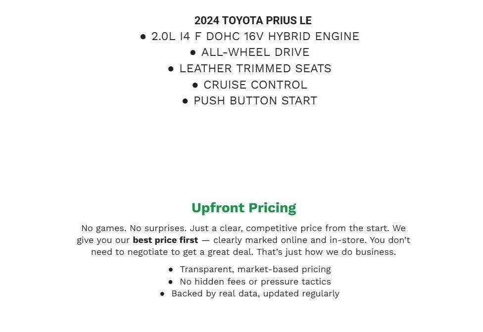 Used 2024 Toyota Prius LE AWD/4WD image 2