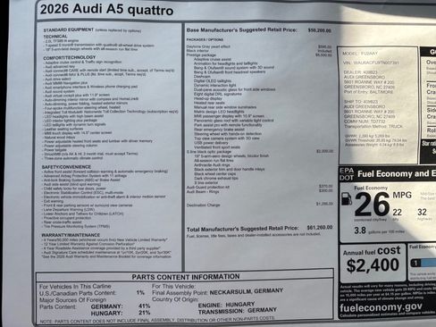 Certified 2026 Audi A5 2.0T Prestige AWD/4WD image 33