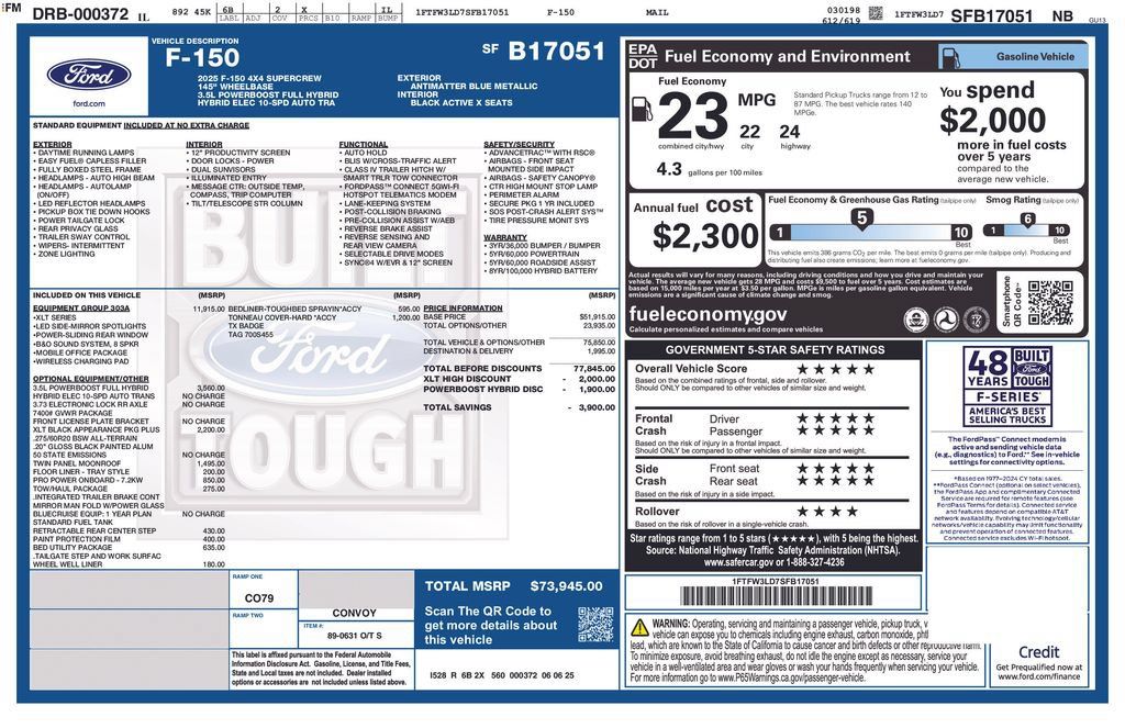 Certified 2025 Ford F150 XLT w/ Equipment Group 303A High AWD/4WD image 6