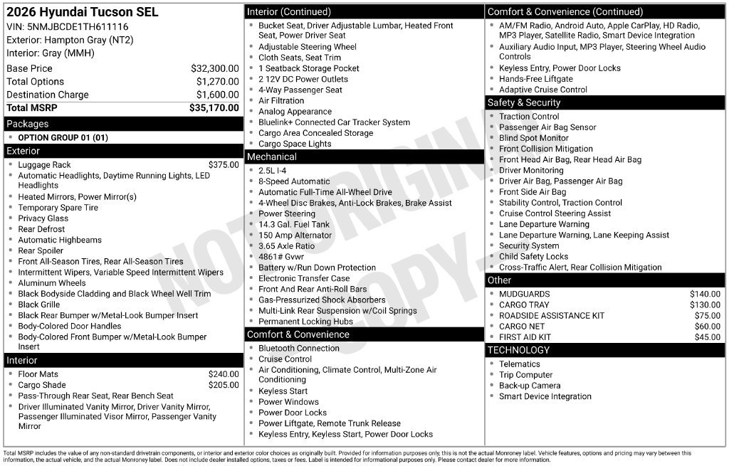 Used 2026 Hyundai Tucson SEL Plus AWD/4WD image 3