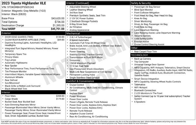 Used 2023 Toyota Highlander XLE AWD/4WD image 23