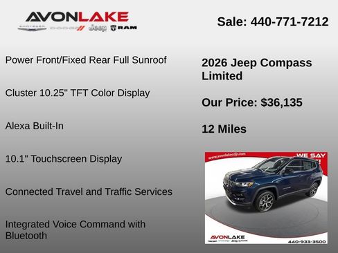 New 2026 Jeep Compass Limited w/ Sun, Sound & Navigation Group image 18