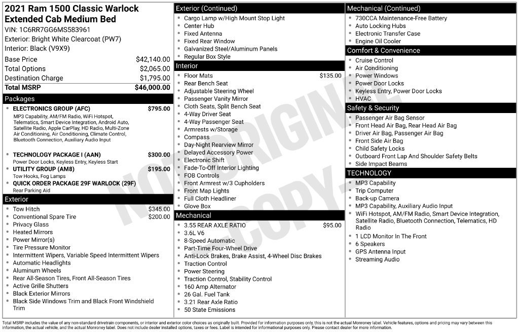 Used 2021 RAM 1500 Warlock w/ Electronics Group AWD/4WD image 1