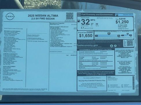 New 2025 Nissan Altima 2.5 SV w/ SV Special Edition Package image 22