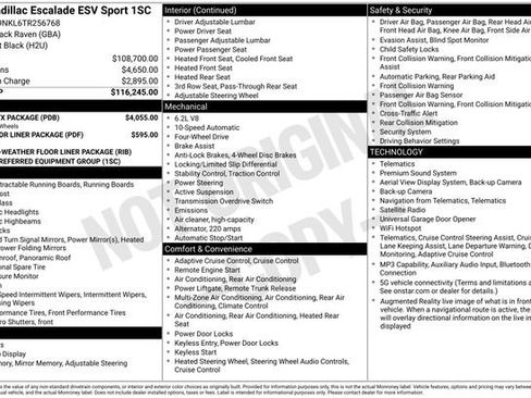 Certified 2026 Cadillac Escalade ESV Sport w/ LPO, ONYX Package AWD/4WD image 7