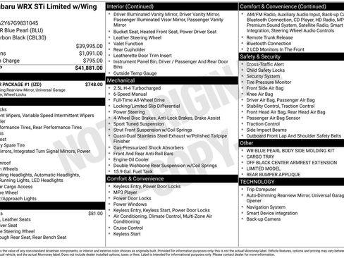 Used 2016 Subaru WRX STI Limited w/ Popular Package #1 image 6