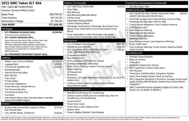 Used 2022 GMC Yukon SLT w/ SLT Premium Package RWD image 1