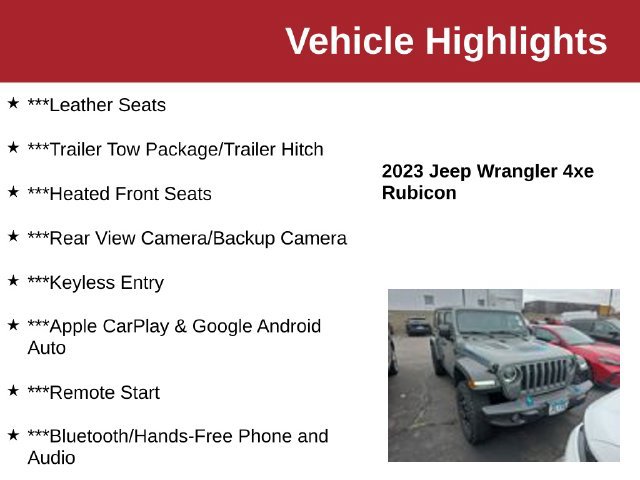 Used 2023 Jeep Wrangler Unlimited Rubicon 4xe w/ Cold Weather Group AWD/4WD image 10