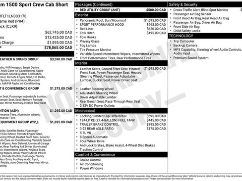 Used 2020 RAM 1500 Sport w/ Alpine Leather & Sound Group AWD/4WD image 9