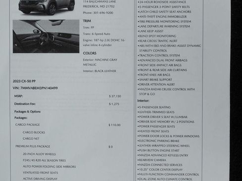 Used 2023 MAZDA CX-50 AWD 2.5 S w/ Cargo Package image 53