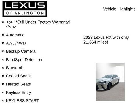 Certified 2023 Lexus RX 350 Premium Plus w/ Cold Area Package image 7