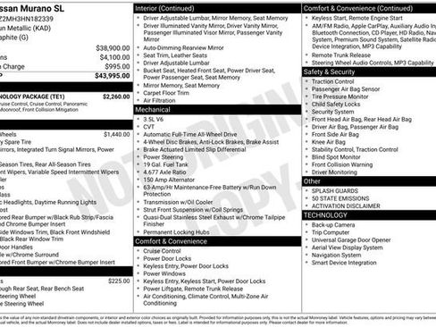 Used 2017 Nissan Murano SL w/ SL Technology Package image 1