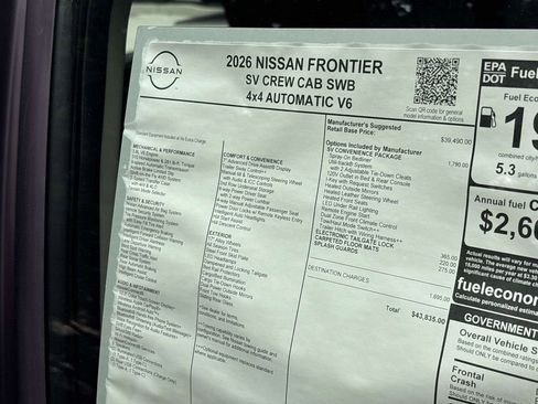 New 2026 Nissan Frontier SV w/ SV Convenience Package image 12