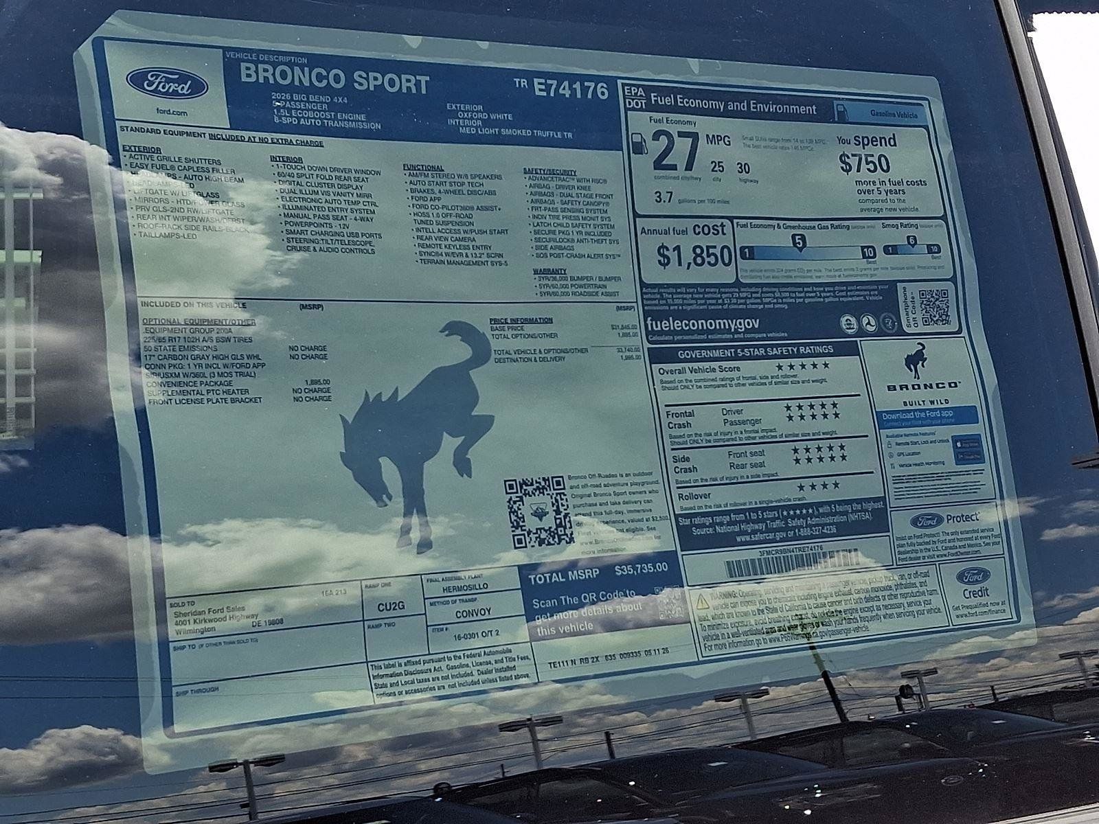 New 2026 Ford Bronco Sport Big Bend w/ Convenience Package AWD/4WD image 19