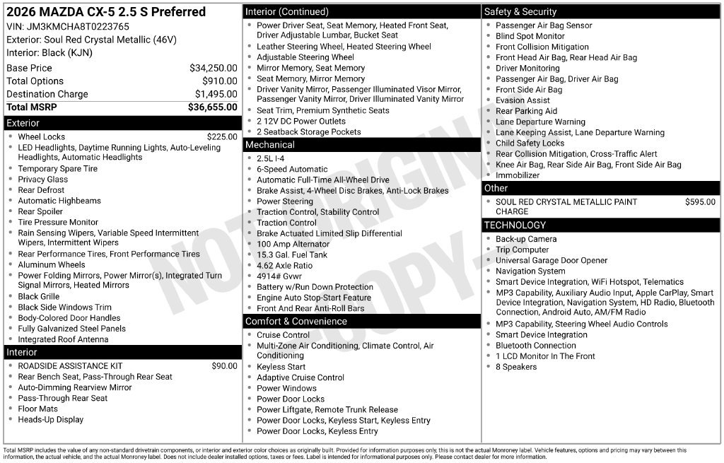 New 2026 MAZDA CX-5 Preferred AWD/4WD image 33