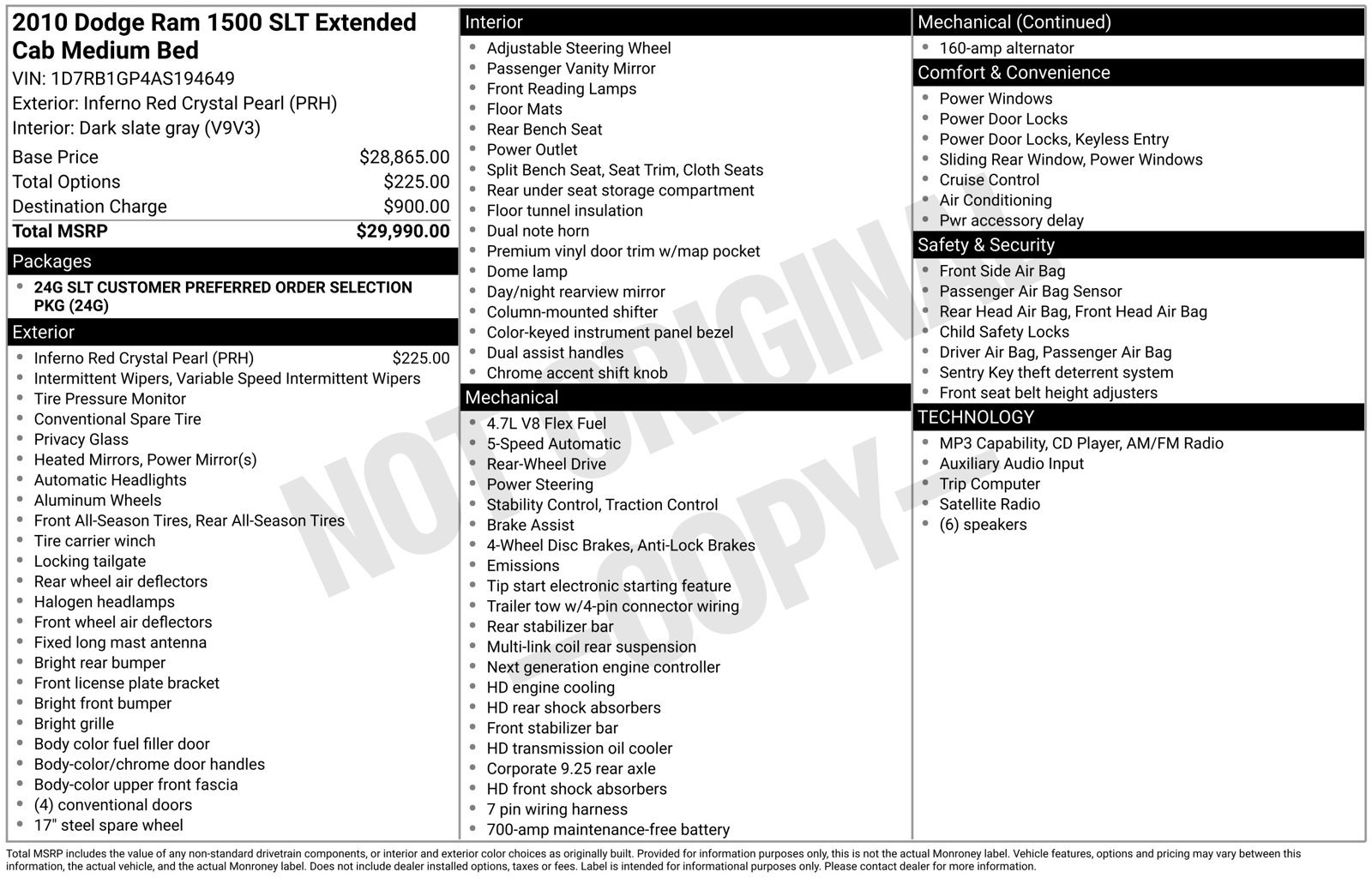 Used 2010 Dodge Ram 1500 Truck SLT RWD image 1