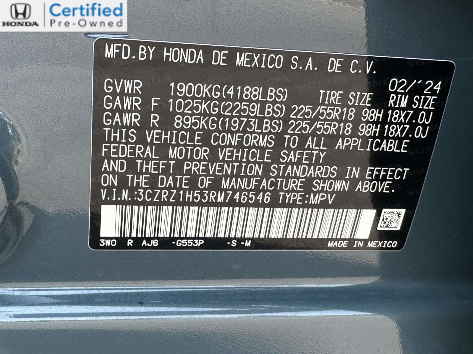 Certified 2024 Honda HR-V Sport image 28