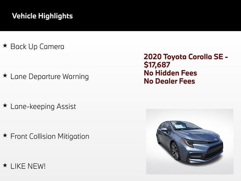 Used 2020 Toyota Corolla SE FWD image 4