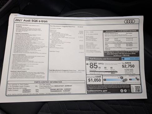 New 2027 Audi SQ6 e-tron Premium Plus AWD/4WD image 18