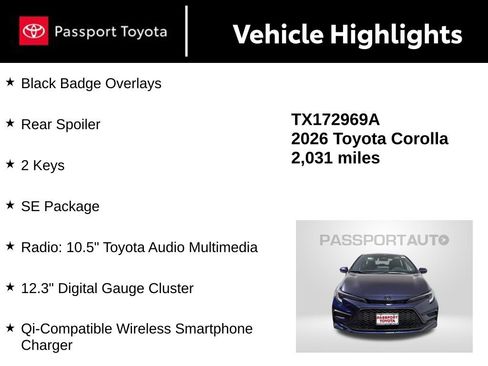 Certified 2026 Toyota Corolla SE w/ SE Package image 15