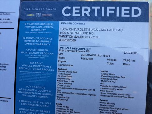 Certified 2024 Chevrolet Equinox RS w/ RS Leather Package image 35