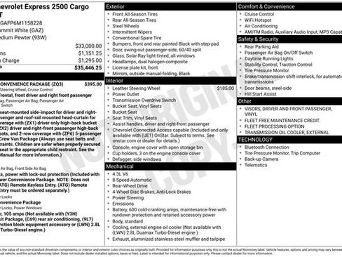 Used 2021 Chevrolet Express 2500 w/ Driver Convenience Package RWD image 2