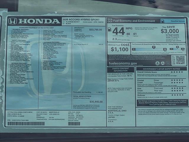New 2026 Honda Accord Sport image 18