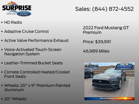 Used 2022 Ford Mustang GT Premium w/ Ford Safe & Smart Package RWD image 13