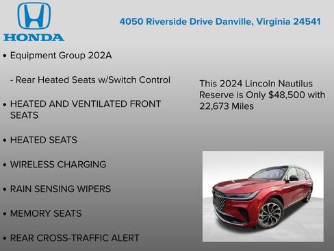 Used 2024 Lincoln Nautilus Reserve w/ Equipment Group 202A image 12