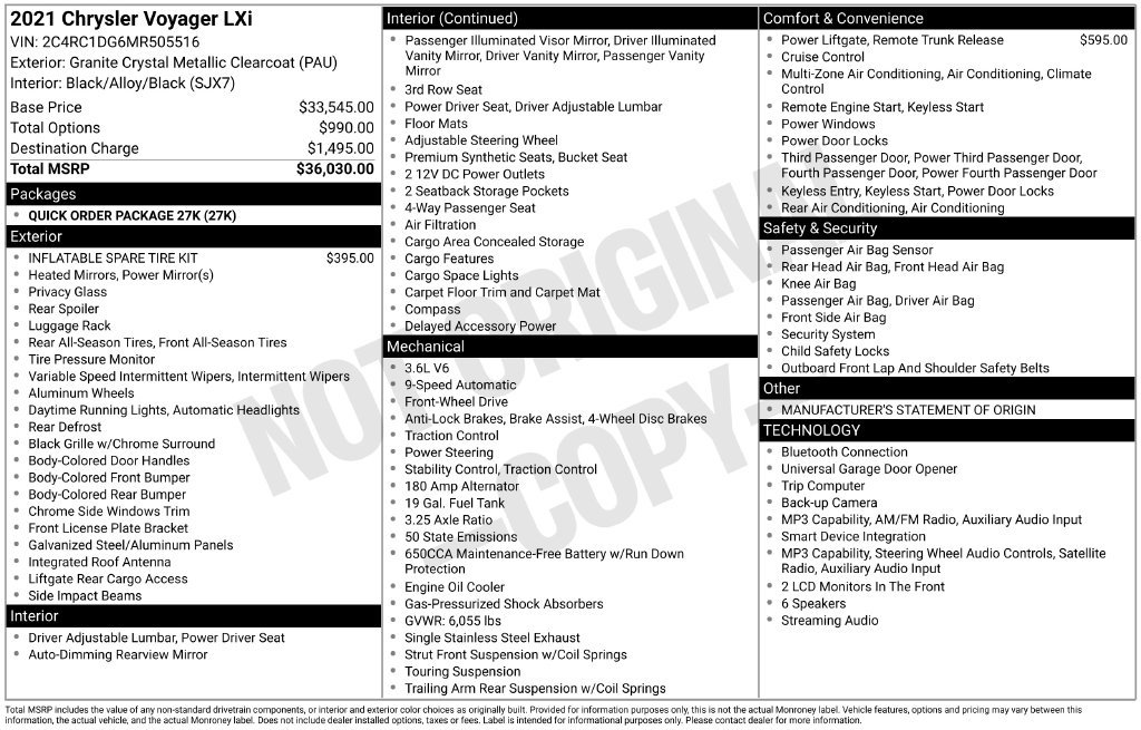 Used 2021 Chrysler Voyager Lxi FWD image 7