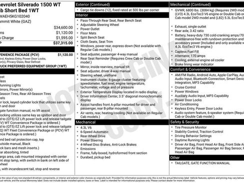 Used 2019 Chevrolet Silverado 1500 W/T w/ WT Convenience Package RWD image 16