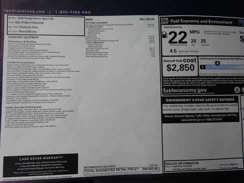 New 2026 Land Rover Range Rover Sport SE image 7