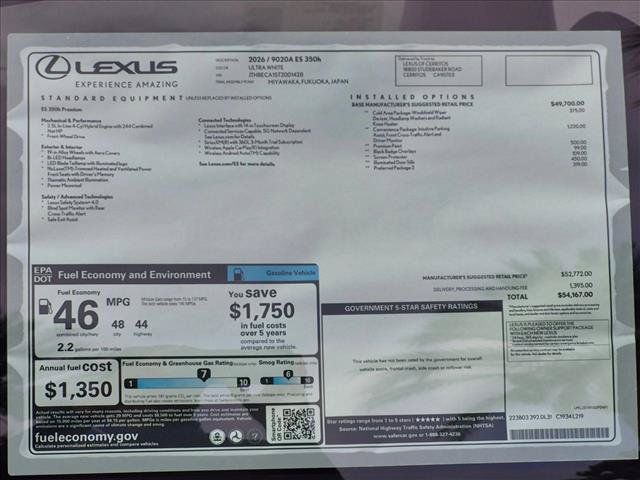 New 2026 Lexus ES 350h w/ Convenience Package FWD image 17