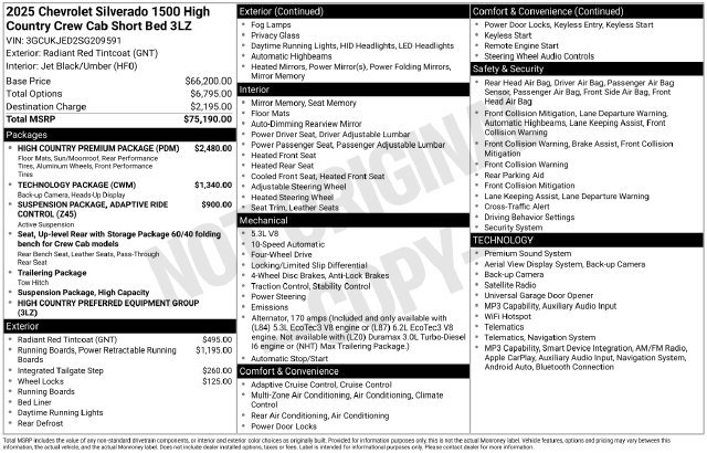 Used 2025 Chevrolet Silverado 1500 High Country w/ High Country Premium Package AWD/4WD image 20