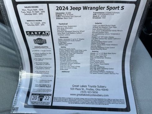 Used 2024 Jeep Wrangler Unlimited Sport AWD/4WD image 27