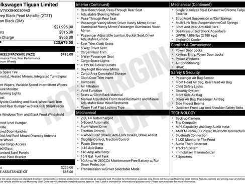 Used 2017 Volkswagen Tiguan Limited w/ Alloy Wheels Package FWD image 8