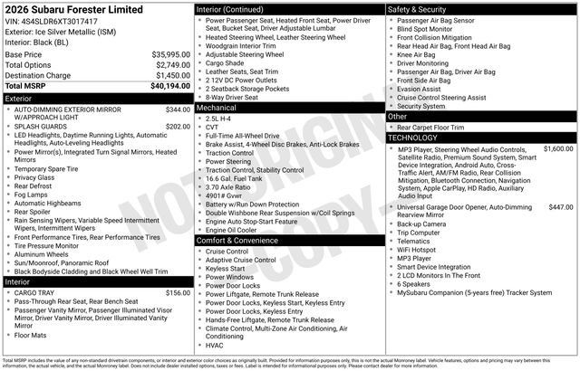 Certified 2026 Subaru Forester Limited AWD/4WD image 20
