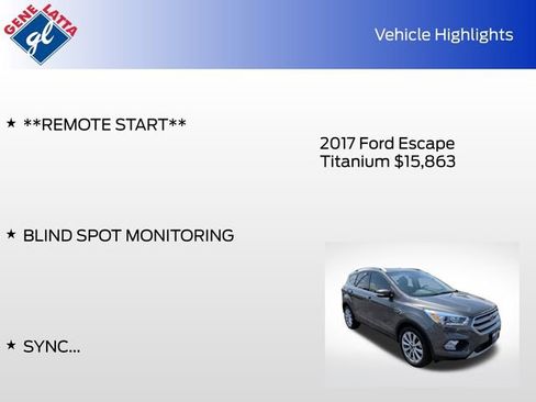 Certified 2017 Ford Escape Titanium w/ Equipment Group 301A FWD image 36