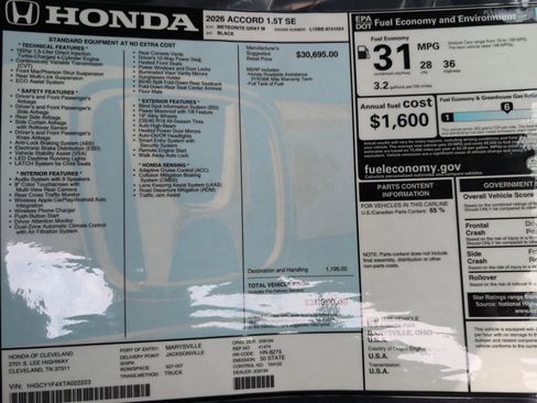 New 2026 Honda Accord SE image 16