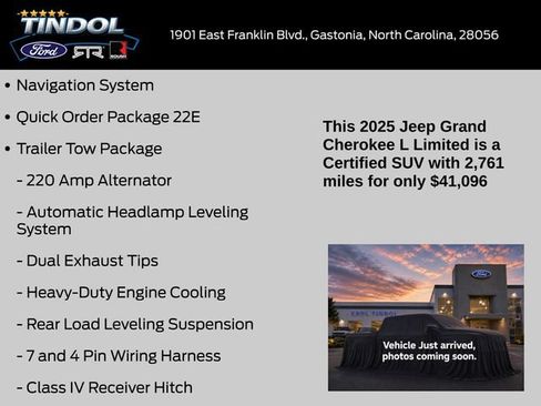 Used 2025 Jeep Grand Cherokee L Limited w/ Luxury Tech Group II AWD/4WD image 2