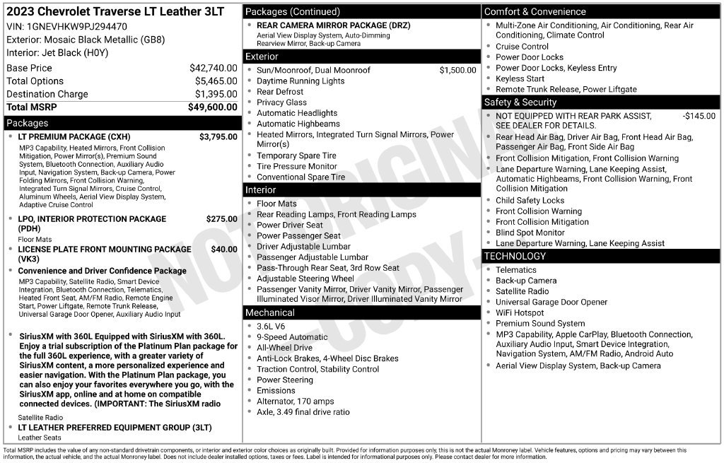 Used 2023 Chevrolet Traverse LT w/ LT Premium Package AWD/4WD image 33