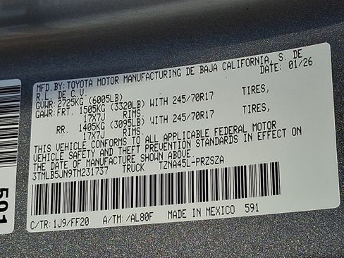 Certified 2026 Toyota Tacoma SR5 AWD/4WD image 26