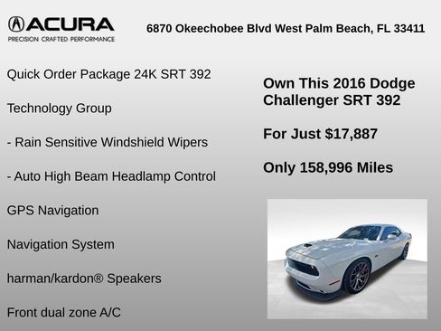 Used 2016 Dodge Challenger SRT w/ Technology Group RWD image 6