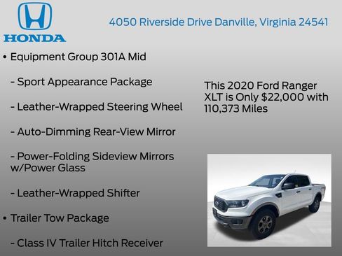 Used 2020 Ford Ranger XLT w/ Equipment Group 301A Mid AWD/4WD image 7