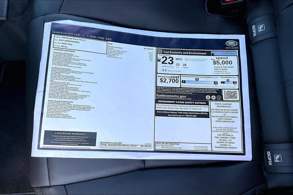 New 2026 Land Rover Range Rover Velar S AWD/4WD image 14