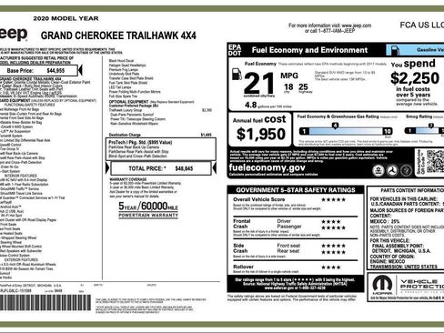 Used 2020 Jeep Grand Cherokee Trailhawk w/ Trailhawk Luxury Group AWD/4WD image 4