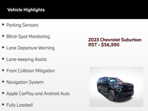 Used 2023 Chevrolet Suburban RST w/ Luxury Package AWD/4WD image 80